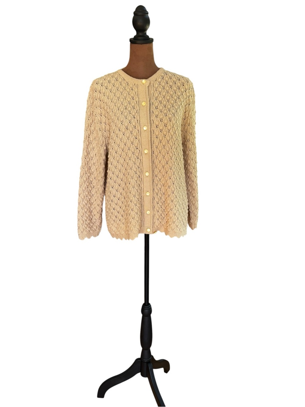 1980s–1990s openwork knit cardigan